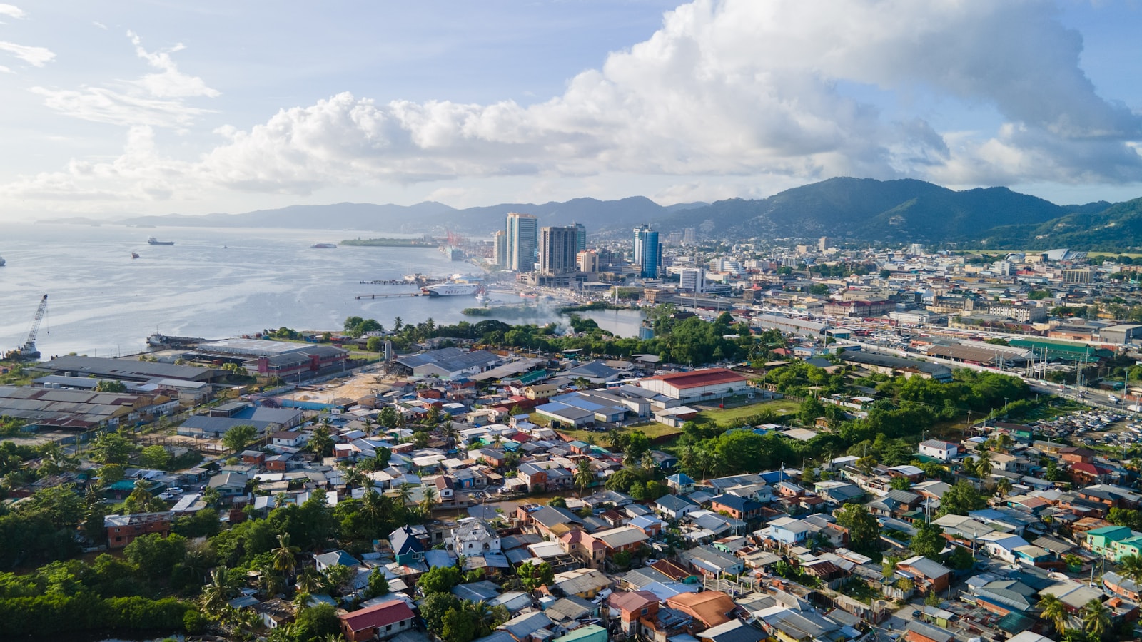 Aerial view of Port of Spain, Trinidad